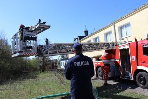 ćwiczenia służb na toruńskim lotnisku