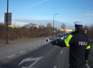 Zdjęcie poglądowe. Policjant zatrzymujący pojazd