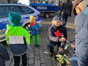 Policjanci z odwiedzającymi podczas pikniku patriotycznego