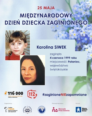 plakat do wydarzenia dot. zaginionej osoby
