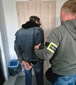 Na zdjęciach znajdują się nieumundurowani funkcjonariusze policji oraz osoby zatrzymane w ramach akcji POSZUKIWANY
